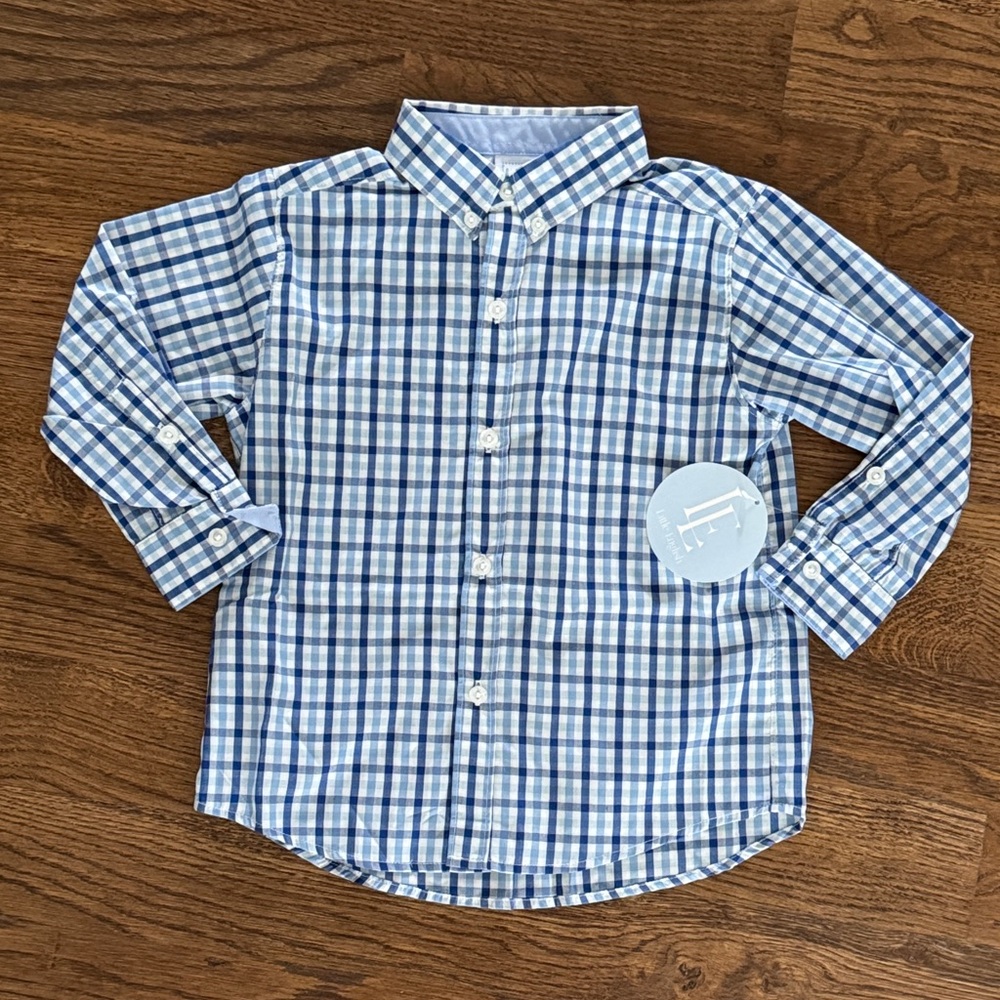 New With Tags Little English Button Down Shirt - Blue Plaid